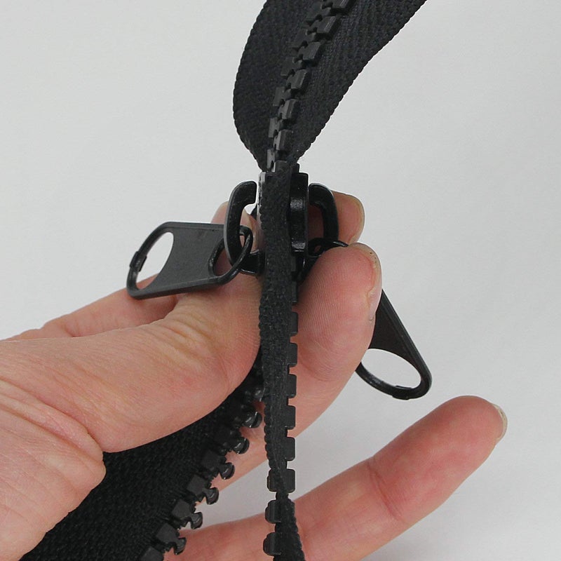 Leekayer 2PCS #10 60 Inch Heavy Duty Zippers for Sewing Separating Large Plastic Zippers Black Tape with Double Pull Tab Slider, Sleeping Bag, Boat, Canvas, Cover, Trampoline, Dog Bed,Tent (60" 2pcs) - Image 4